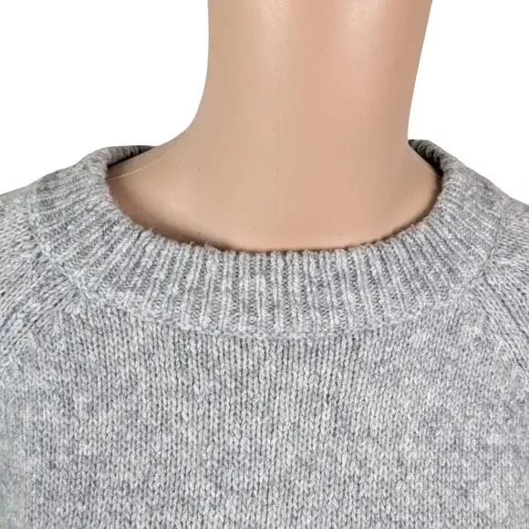 Adriano Goldschmied Noelle Gray Silver Chunky Knit Flare Sleeve Sweater SZ L - Picture 7 of 14